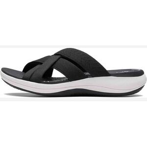 Clarks Cloudsteppers Black Cross Strap Slide Sandals Women's Size 6
